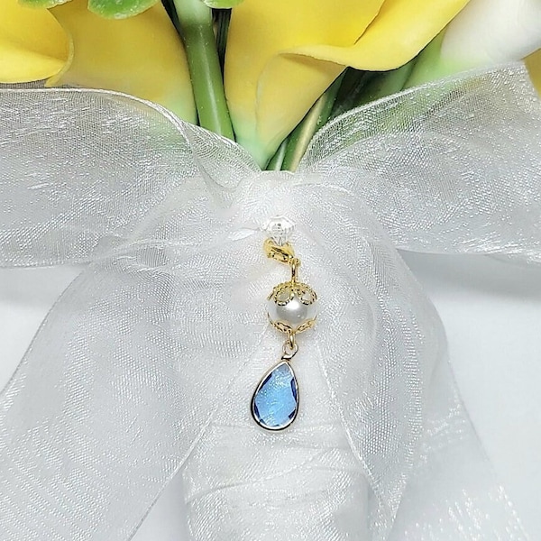 Blue Bridal Charm w/ Sparkling Pin | Something Blue with Swarovski Pearl