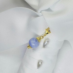 Blue Lace Agate Bridal Charm (Gold or Silver) | Something Blue Before I Do |  Natural Gemstone