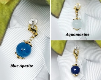 Blue Bridal Charm w/ Pin (3 Styles) | Something Blue for the Bride w/ Natural Stone | Minimalist