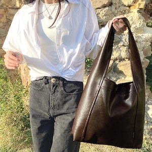 Brown Vegan Leather Bag, Shoulder Bag, Hobo Bag, Brown tote bag for woman