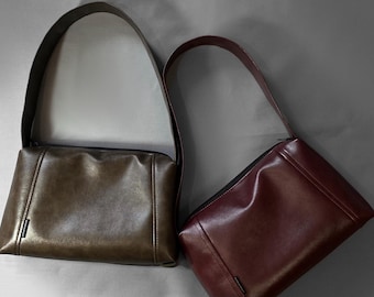Minimalistische bruine baguettetas, bordeauxrode tas in 6 trendy kleuren