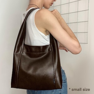 Brown Tote, Vegan leather bag, Handcrafted shoulder bags, soft vegan tote bag, gifts for her