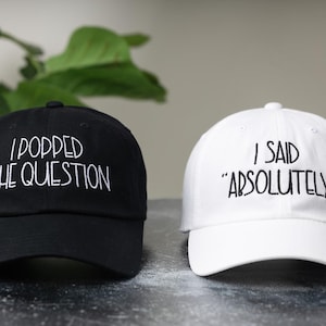Engagement gifts hat, couples proposal gift- engagement bridal shower gift for her- I popped question hats- fiancé gift for him