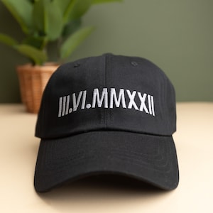 Custom Roman Numeral Embroidered Hat, Custom Couples Hats, Anniversary Date Hat, Wedding Date cap, Gift For Couples