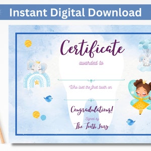 Tooth Fairy Certificate: First Tooth Keepsake (Printable Digital Download)