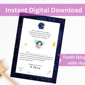 Tooth Fairy Letter with Rhyme: Printable Note (Digital Download)