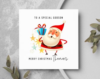 White Cotton Cards Weihnachtskarte Für Enkel – Handgefertigt Mit Pinguin-Motiv, 16x16 Cm, Inkl. Umschlag
