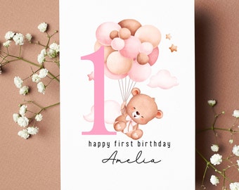 Buon primo compleanno biglietto figlioccia biglietto di compleanno personalizzato nipote Boho biglietto di compleanno BabyGirl nipote 1 ° regalo di compleanno figlia.