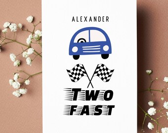 Dos coches de carreras personalizados rápidos Segunda tarjeta de cumpleaños Hijo Nieto 2.ª tarjeta de cumpleaños Ahijado Tarjeta de cumpleaños Sobrino Regalos de cumpleaños para bebé