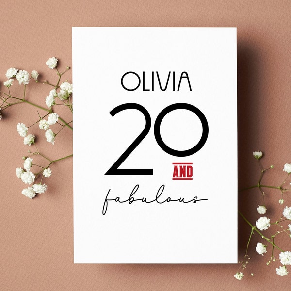 20e anniversaire carte personnalisée 20 & cartes d'anniversaire fabuleux fille cartes d'anniversaire soeur petite-fille joyeux anniversaire filleule n'importe quel âge