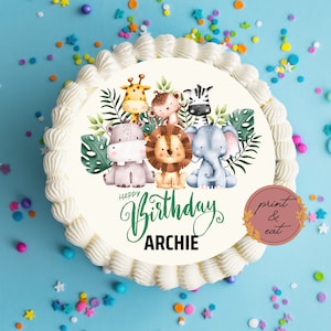 Edible Pre-cut Personalised Wild One Icing sheet | Edible Icing Wild One Cake Top | Edible Jungle animals Cake Top| Edible Wild One decor