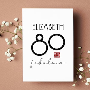 Grand-mère 80e anniversaire carte nounou personnalisée 80 & fabuleux tante cartes d'anniversaire grand-mère cartes d'anniversaire maman joyeux anniversaire tante n'importe quel âge