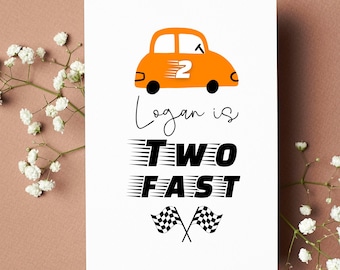 Dos coches de carreras personalizados rápidos Segunda tarjeta de cumpleaños Hijo Nieto 2.ª tarjeta de cumpleaños Ahijado Tarjeta de cumpleaños Sobrino Regalos de cumpleaños para bebé