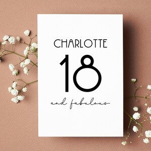 Tarjeta de cumpleaños número 18 personalizada, 18 y fabulosas tarjetas de cumpleaños, tarjetas de cumpleaños para hija, hermana, nieta, feliz cumpleaños, ahijada, cualquier edad