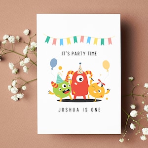 Personalised Monster Birthday Card Name & Age Birthday Card Monster BabyBoy Birthday Card BabyGirl Monster Birthday Gift For Him or Her.