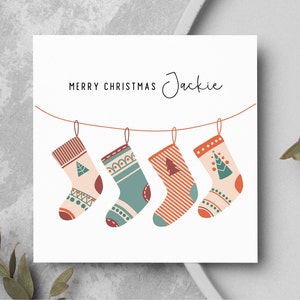 Carte de Noël personnalisée avec chaussettes Carte de voeux de Noël tante Cartes de Noël oncle ami Cartes de Noël papa grand-mère Carte de Noël maman Cartes grand-père.