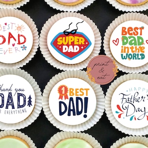 Topos de cupcake comestíveis personalizados para aniversário ou dia dos pais, Topos de cupcake comestíveis para aniversário ou dia dos pais, Cobertura de cupcake para pai