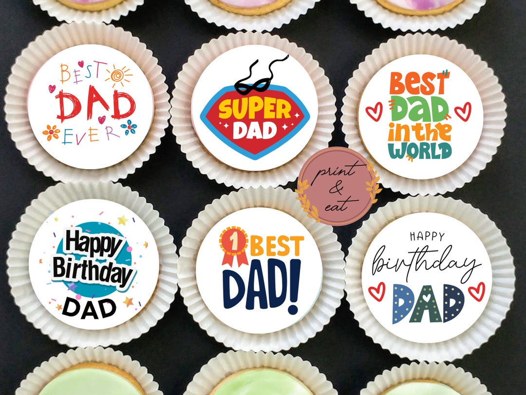 Custom Edible Dad Cupcake Toppers For Birthday Or Father s Day Edible custom-edible-dad-cupcake-toppers-for-birthday-or-father-s-day-edible