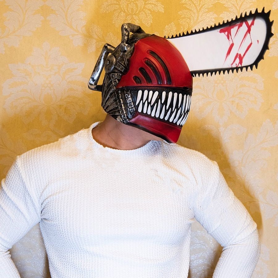 Denji Cosplay Helmet Headgear Anime Chainsaw Man Denji Pochita Cosplay  Latex Mask Halloween Party Props for Adult