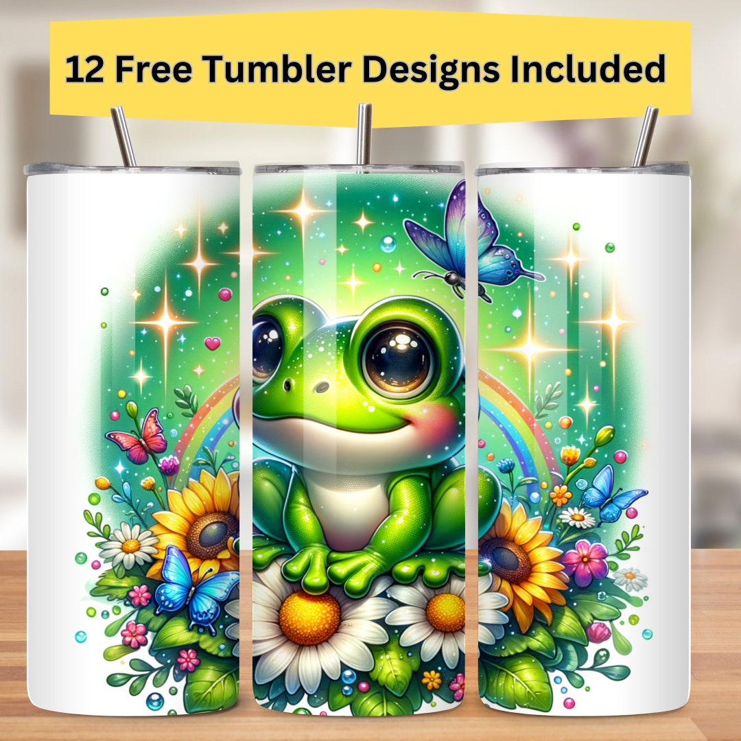Cute Frog Tumbler Wrap, 20 Oz Skinny Tumbler Sublimation Design ...