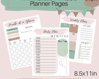 Minimalistic Printable Planner Pages|| Daily, Monthly, Weekly Planner pages
