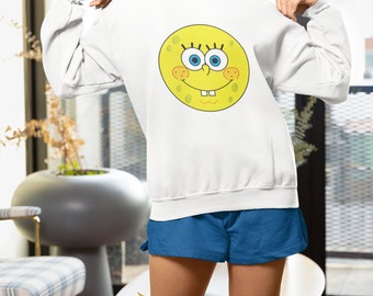 Smiley Spongebob Unisex O-neck Sweatshirt | Cotton