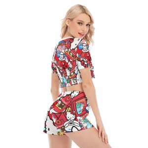 Conjunto personalizado de camiseta y shorts de Hello Kitty para mujer. imagen 3