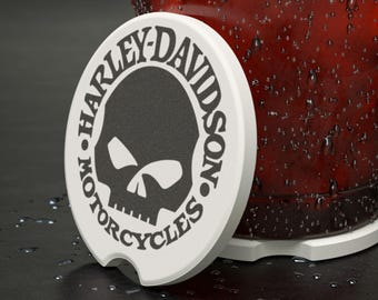 Posavasos para coche con el logo de la calavera de Harley Davidson / Posavasos de esteatita para coche