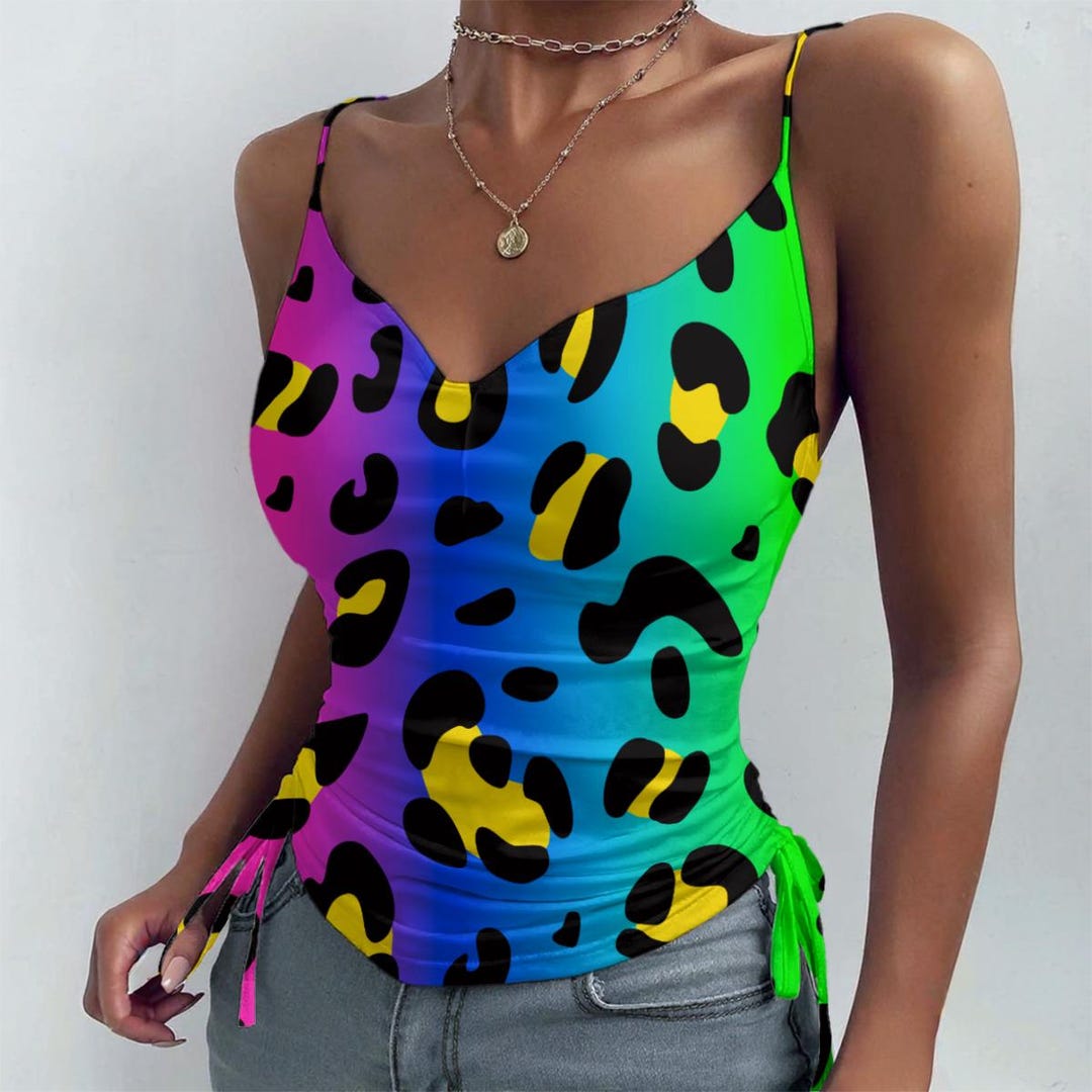 Rainbow Leopard Print Drawstring Camisole - Etsy