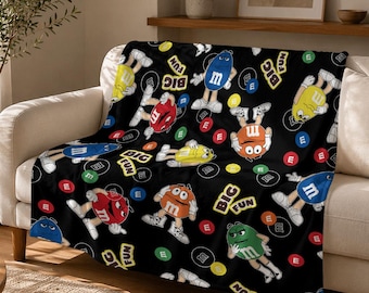 Manta de franela inspirada en los caramelos M&M