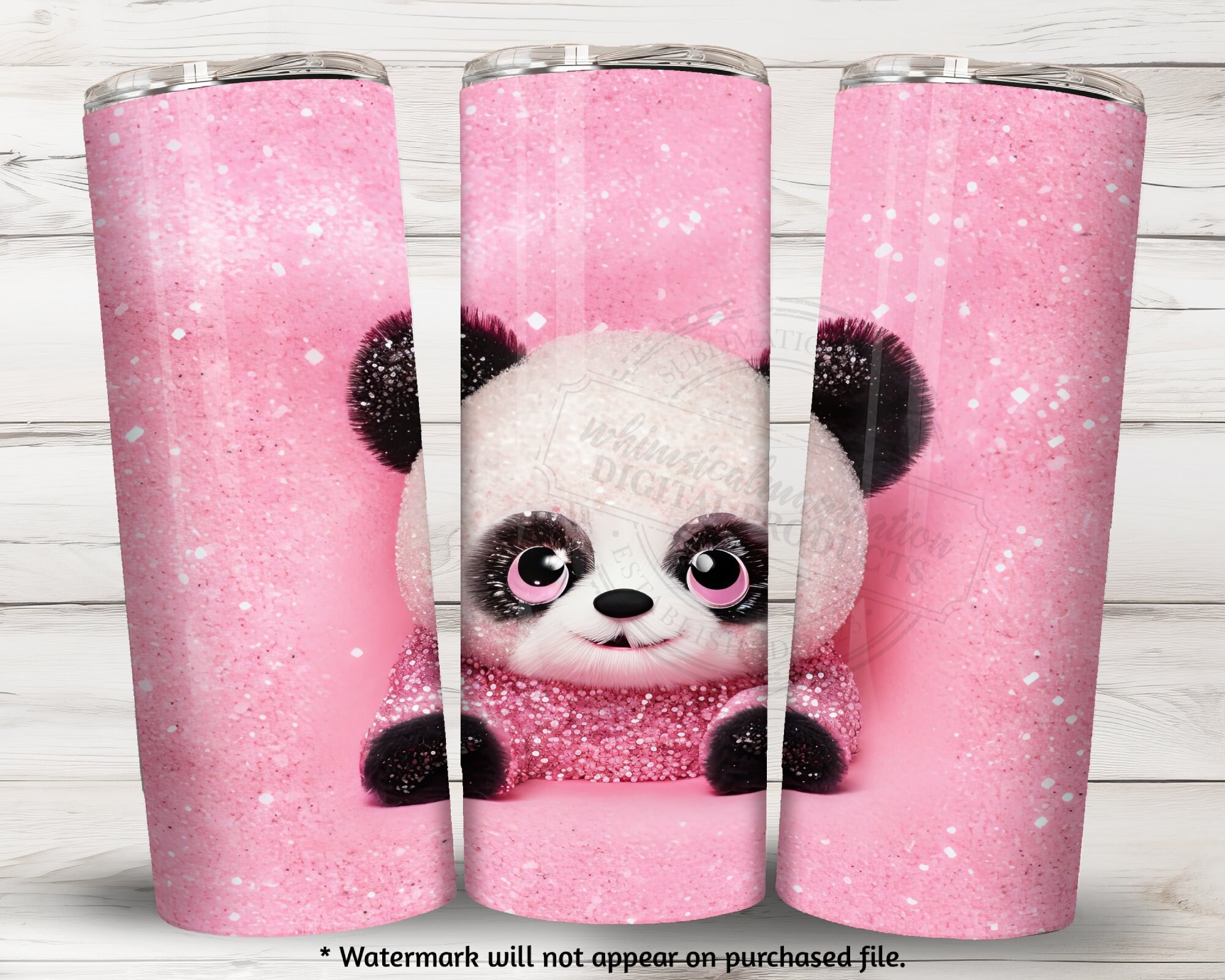 Panda Pink Glitter Tumbler Wrap PNG for Sublimation 20 Oz 30 - Etsy