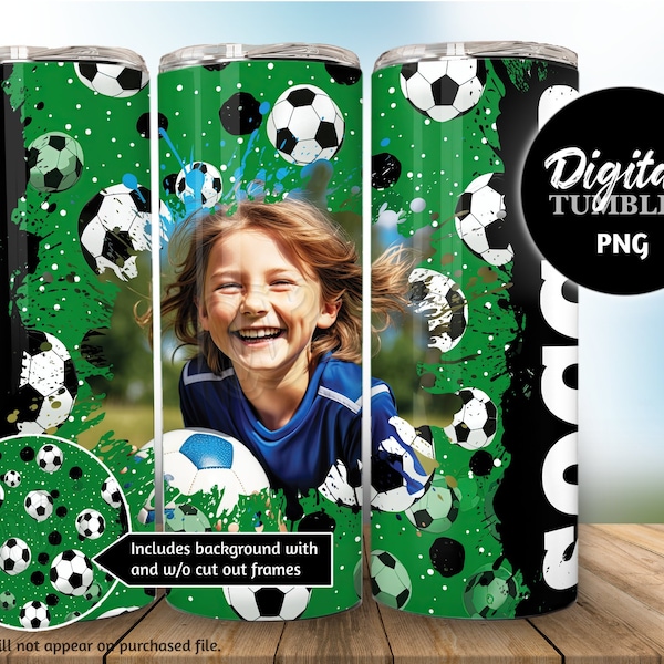Team Soccer Player Photo 20oz Tumbler Wrap PNG for Sublimation Straight & Tapered Tumbler Wraps Design Add 1 Photo DIGITAL DOWNLOAD