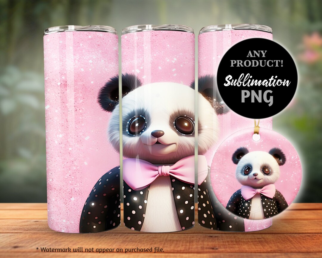 Panda Pink Glitter Tumbler Wrap PNG for Sublimation, 20 Oz 30 Oz Skinny ...