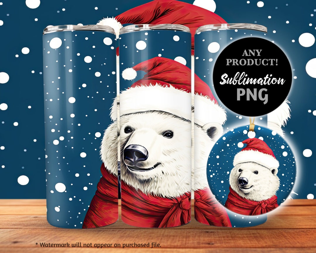 Cute Panda Bear Santa Tumbler Wrap PNG for Sublimation, 20 Oz 30 Oz ...