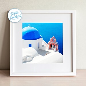 Mediterranean View, Santorini, 6&quot; x 6&quot;, instant digital download, print at home art