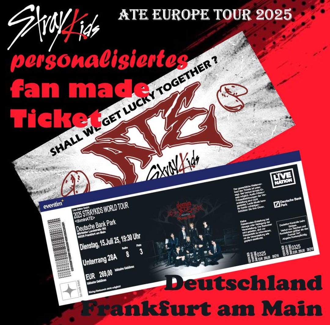 Stray Kids Fan Made Ticket ATE World Tour 2025 Frankfurt Amsterdam Etsy