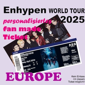Enhypen fanmade Ticket Europa Tour 2025 Walk The Line