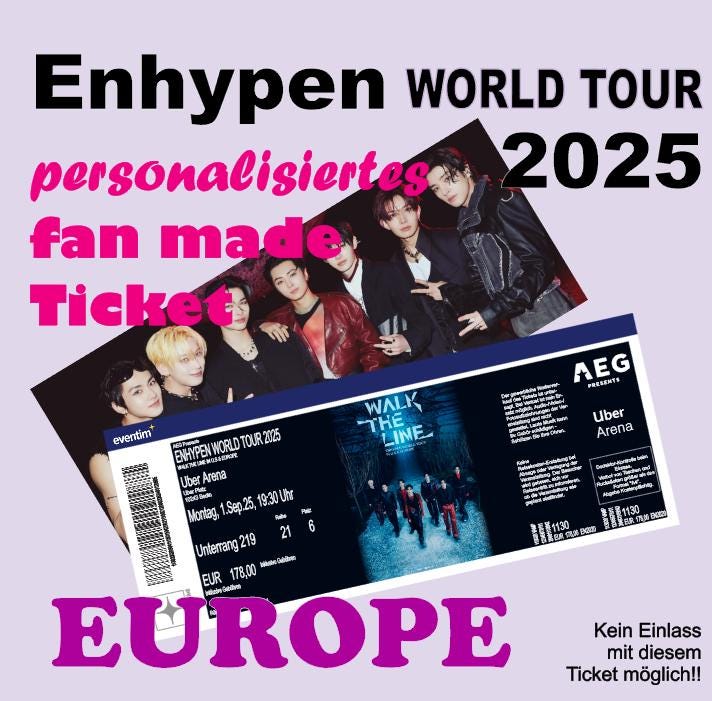 Enhypen fanmade Ticket Europe Tour 2025 Walk The Line