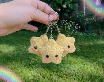 Kawaii Star Crocheted Keychain, Amigurumi , Cute Bag Charm, Accessories, Crochet Key Decor, Pastel, Handmade Gifts