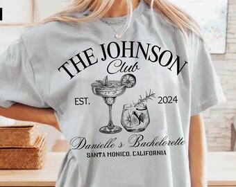Luxury Bachelorette Merch, Bachelorette Shirts, Custom Name Tee, Cocktail Social Club, Bridal Party Shirt, Bride and Groom Gift, Bach trip