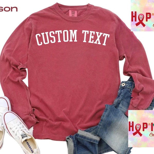 Custom Comfort Colors, Personalized Logo Long Sleeve T-shirt, Customized Comfort Colors Tee, Custom Logo Long Sleeve Shirt, Custom Text Tee