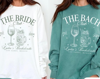 Personalized bachelorette comfort colors sweatshirt, cocktail party shirts, bach club shirts, bride shirts, beach party shirts, Charleston