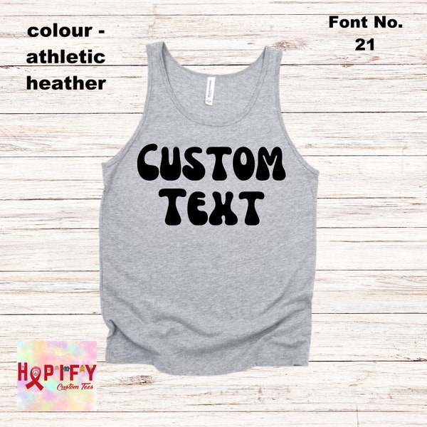 Custom Text Unisex Tank Top, Personalized Tank Top, Custom Design, Custom Sport Team Tank Top, Front Print, Women, Men, Gym sleeveless tees