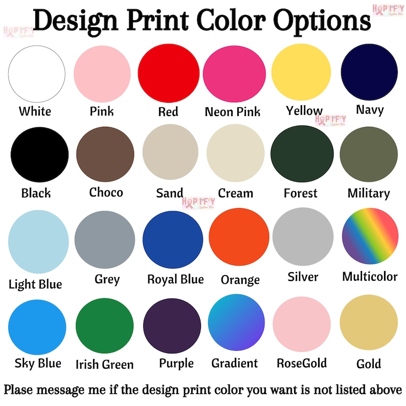 Pode incluir: Um gr&aacute;fico com 20 op&ccedil;&otilde;es de cores diferentes para uma impress&atilde;o de design. As cores incluem branco, rosa, vermelho, rosa neon, amarelo, azul marinho, preto, chocolate, areia, creme, verde floresta, militar, azul claro, cinza, azul royal, laranja, prata, multicolorido, azul c&eacute;u, verde irland&ecirc;s, roxo, degrad&ecirc;, ouro rosa e ouro.