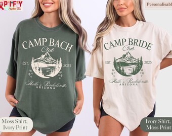 Luxury Comfort colors® custom Camp Bachelorette Party Shirts, Lake Bachelorette Party, Hiking Bachelorette, Camping Bachelorette favors gift