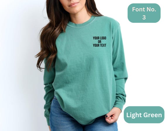 Custom Comfort Colors, Personalized Logo Long Sleeve T-shirt, Customized Comfort Colors Tee, Custom Logo Long Sleeve Shirt, Custom Text Tee
