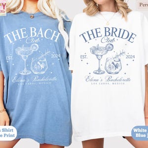 Personalized bachelorette comfort colors, cocktail party shirts, bach club shirts, bride shirts, beach party shirts, Charleston bachelorette