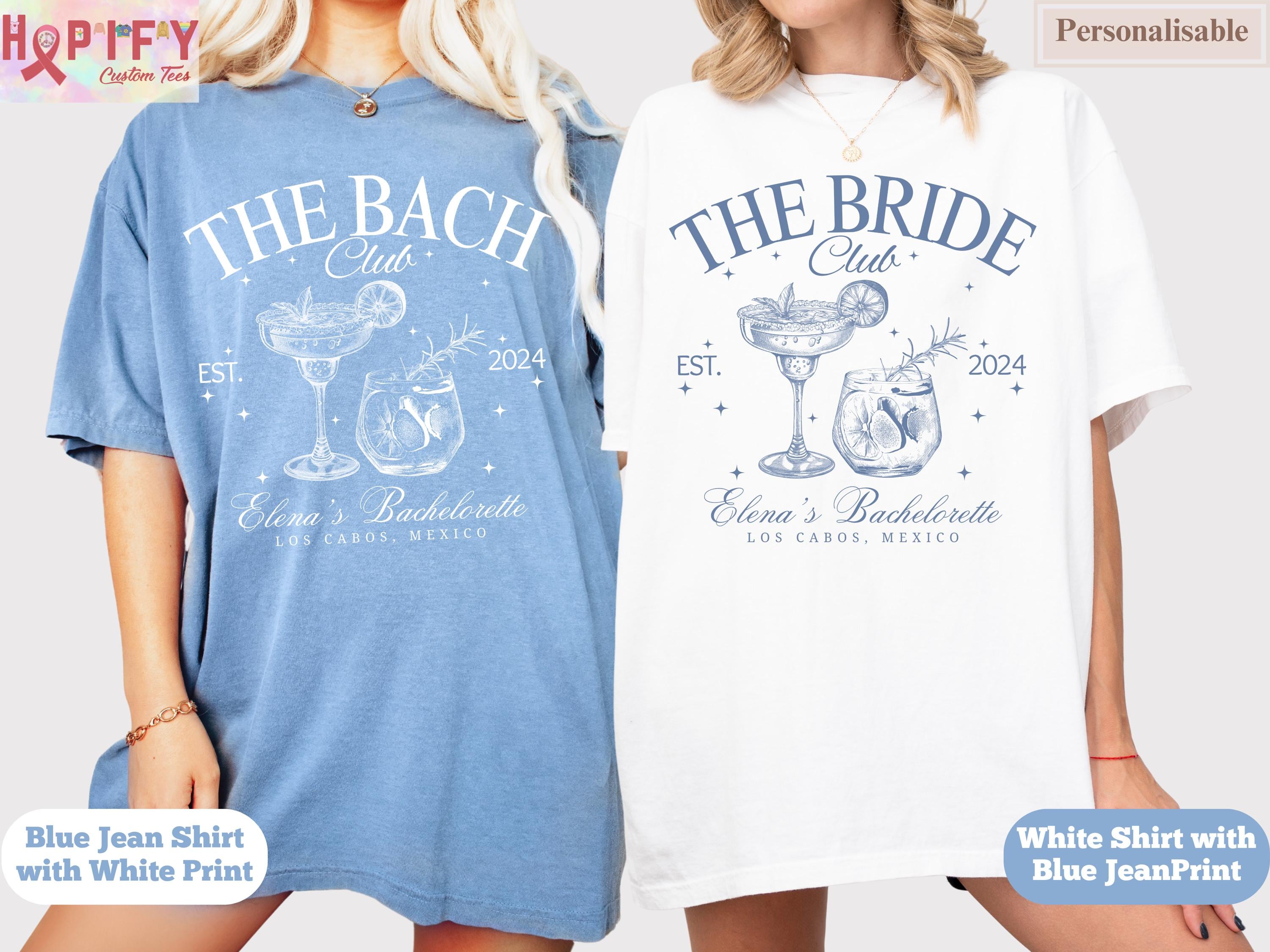Personalized bachelorette comfort colors, cocktail party shirts, bach club shirts, bride shirts, beach party shirts, Charleston bachelorette