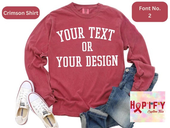 Custom Comfort Colors, Personalized Logo Long Sleeve T-shirt, Customized Comfort Colors Tee, Custom Logo Long Sleeve Shirt, Custom Text Tee