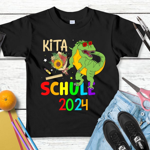 Lustiges T-Shirt "Tschüss Kita! Schule 2024! Einschulung" | Coole Geschenkidee